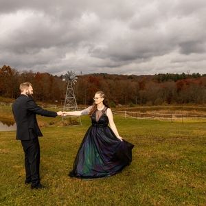 Black & iridescent ball gown